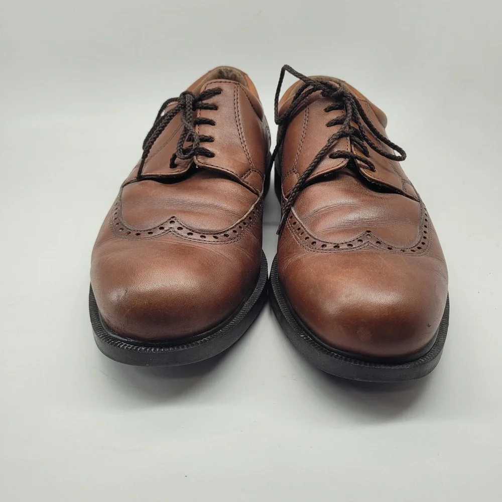Florsheim Comfortech Mens Brown Leather Wingtip Derby Shoes 30610 Size 10 D‎